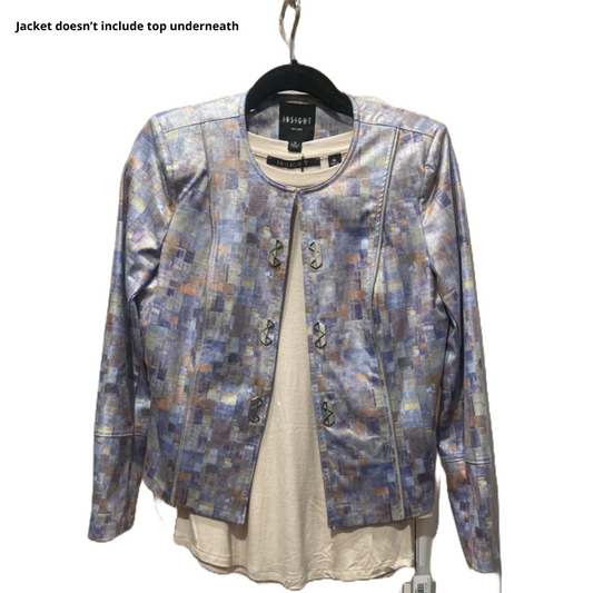 Lavendar Print Round Neck Jacket