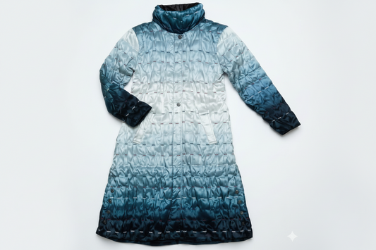 Teal Silver Ombre / Black Reversible Full-Length Coat
