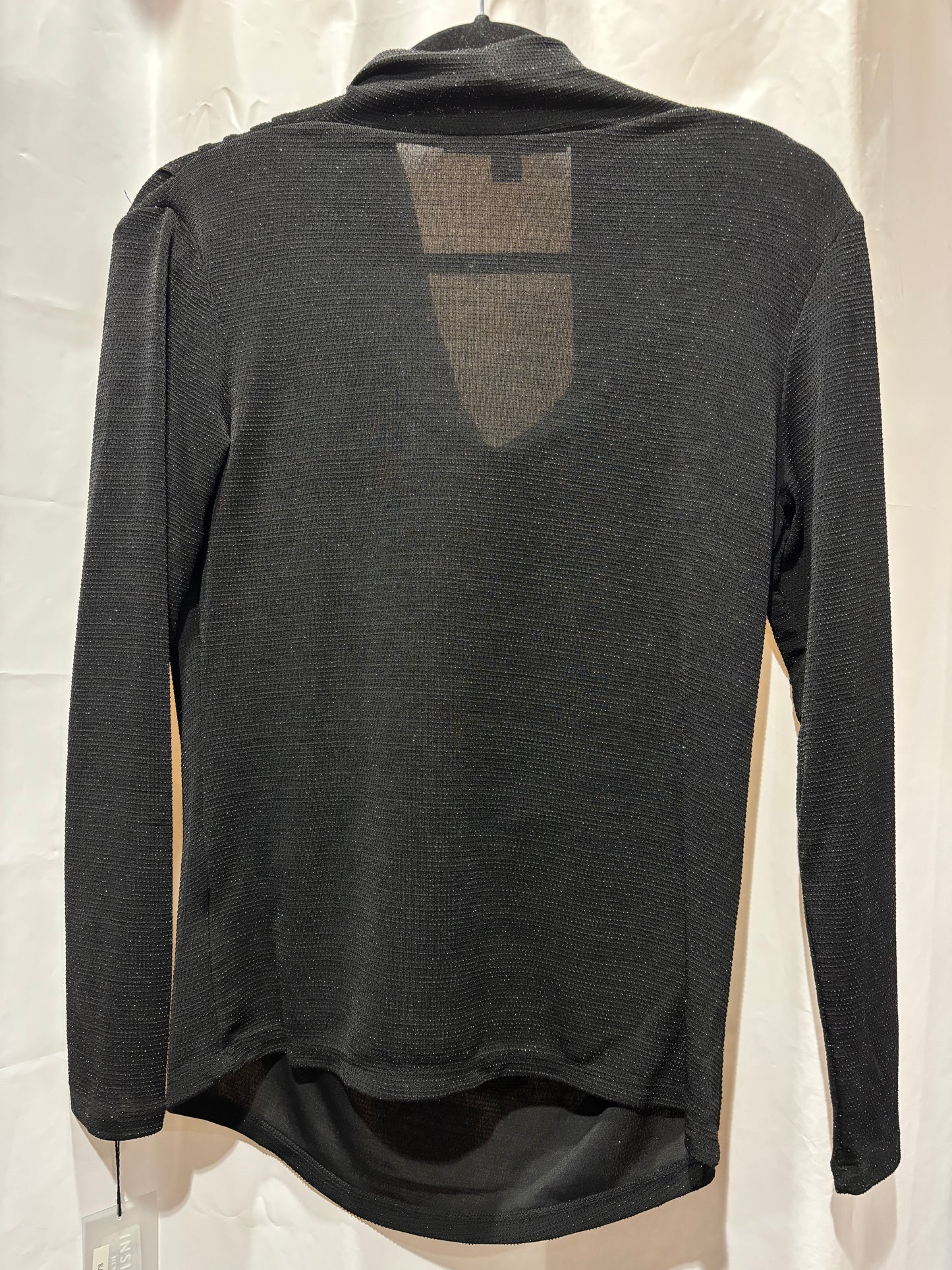 Black Shimmer Blouse with Cowl Neck