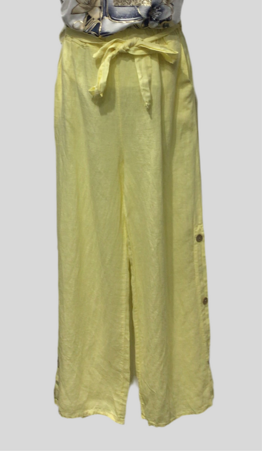 Side Button Slit Italian Linen Pants (in 4 colors)