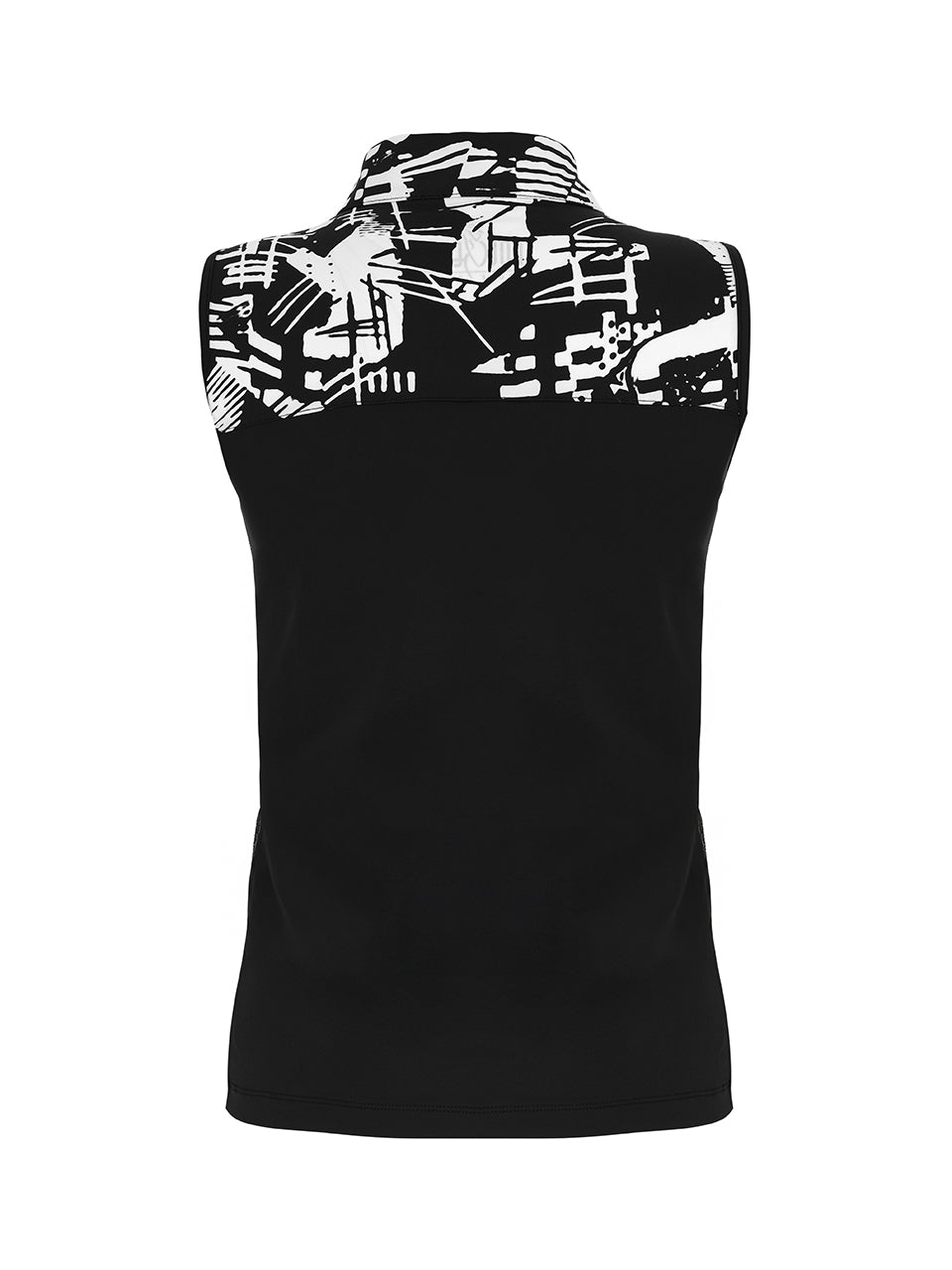 Urban Edge Sleeveless Polo in Black & White - Sportswear (Golf/Tennis/Pickleball)