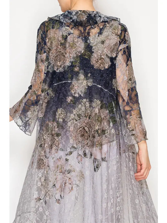 Sheer Lace Printed Duster