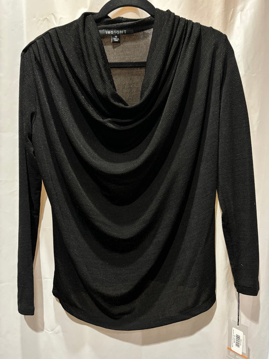 Black Shimmer Top with Draped Neck