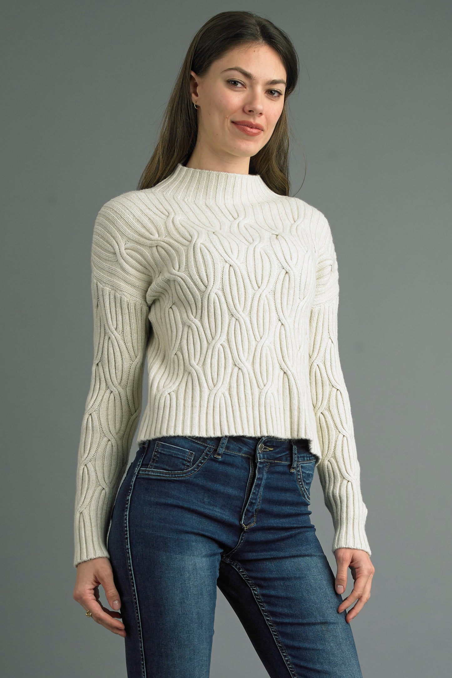 Italian Cable Knit Short Sweater