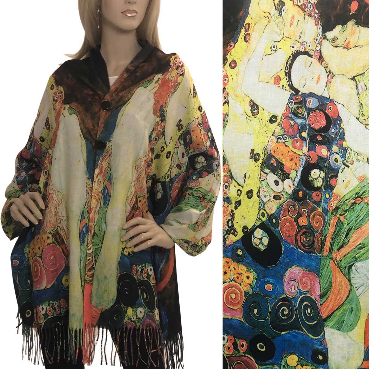 Art Design Soft Touch Button Scarves With Solid Color Back