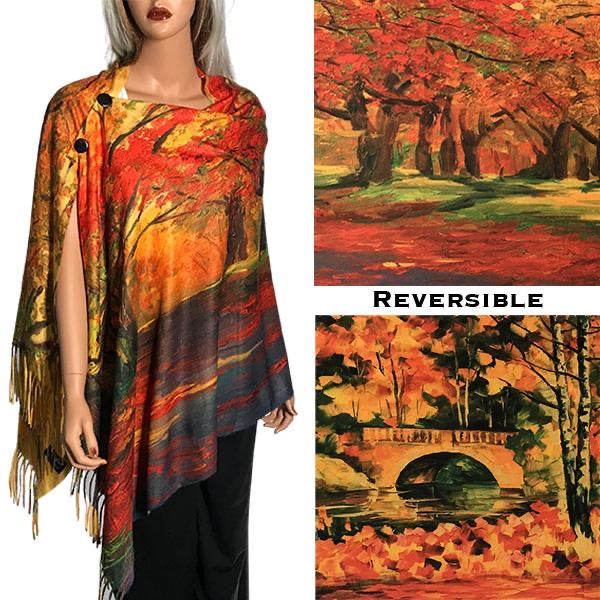 Reversible Art Design Soft Touch Button Scarves