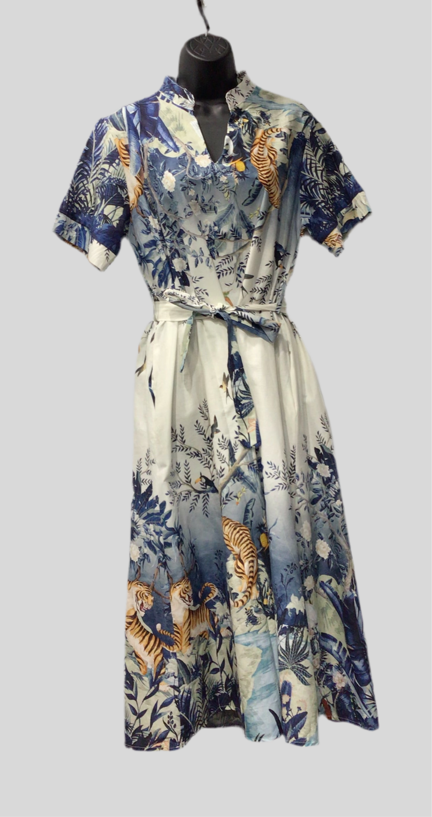Italian Cotton Printed Dress with Belt