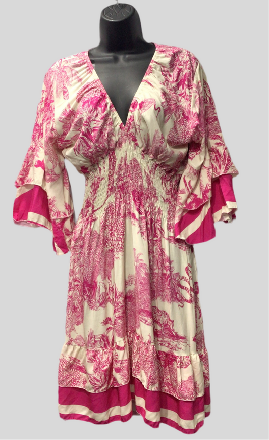 V-neck Elastic Waist Italian Beach Dress