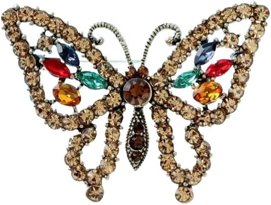 Vintage-Inspired Crystal Butterfly Brooch