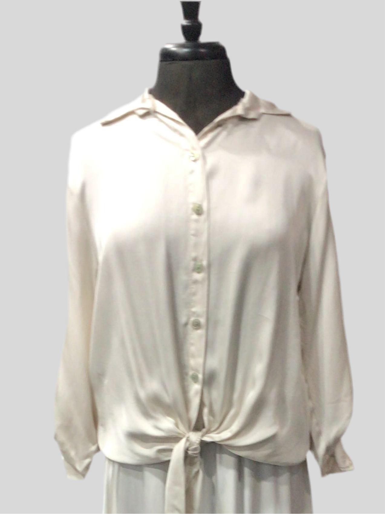 Italian Satin Finish Tie Front Blouse (in 5 colors)