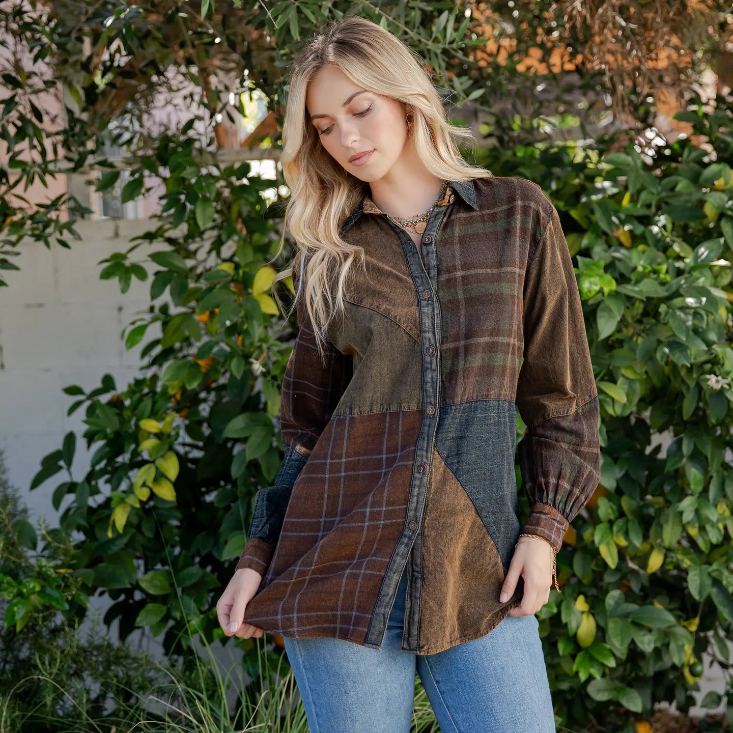 Vintage Patchwork Button-Down Shirt