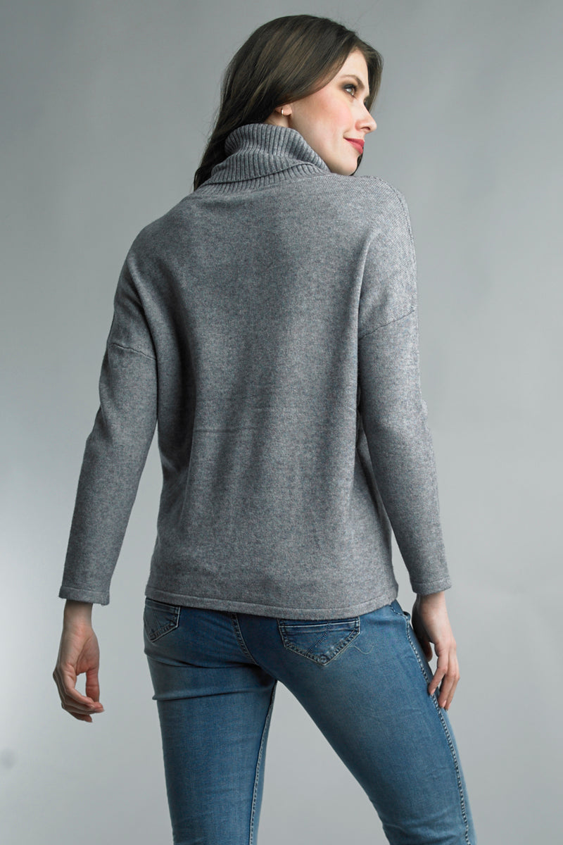 Turtleneck Sweater With Chain Stitching Detail