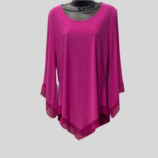 3/4 Sleeve Tunic Top With Chiffon Edge