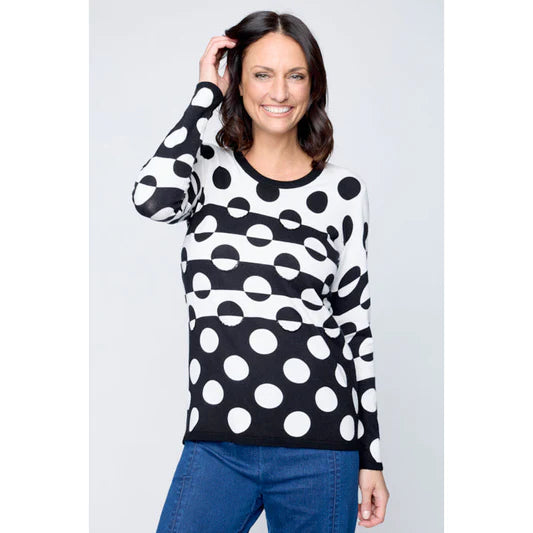 Polka Dot Sweater With Solid Back in Two Colors