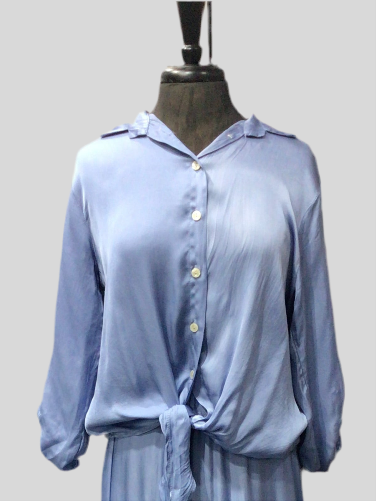 Italian Satin Finish Tie Front Blouse (in 5 colors)