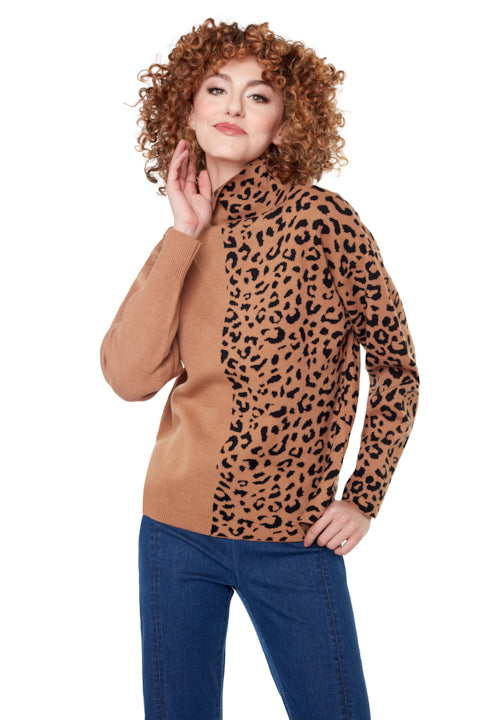 Knit Sweater With Leopard and Solid Top