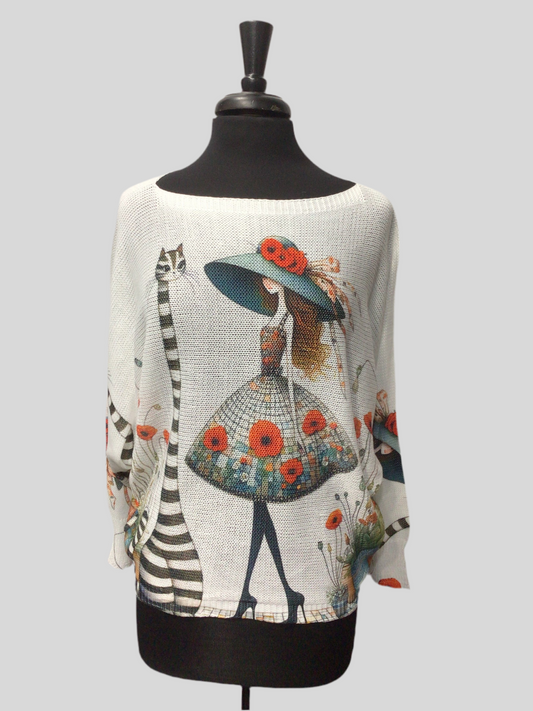 Fun Hat-Ladies Italian Knit Sweater
