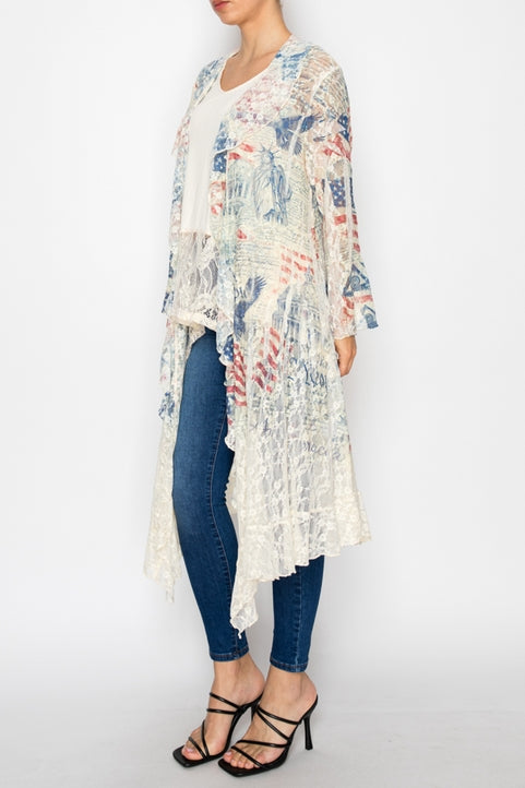 USA Freedom Lace Ruffle Open Duster