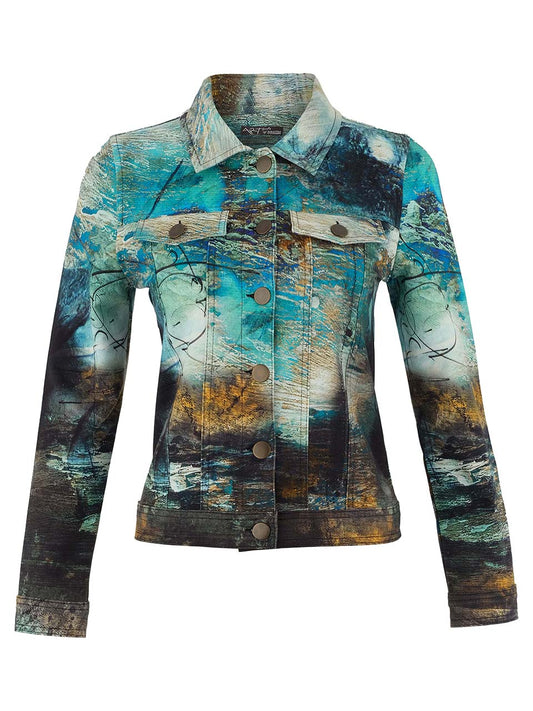 Abstract Print Button Jacket
