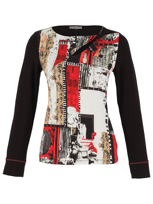 Cut-Out Abstract Patchwork Top