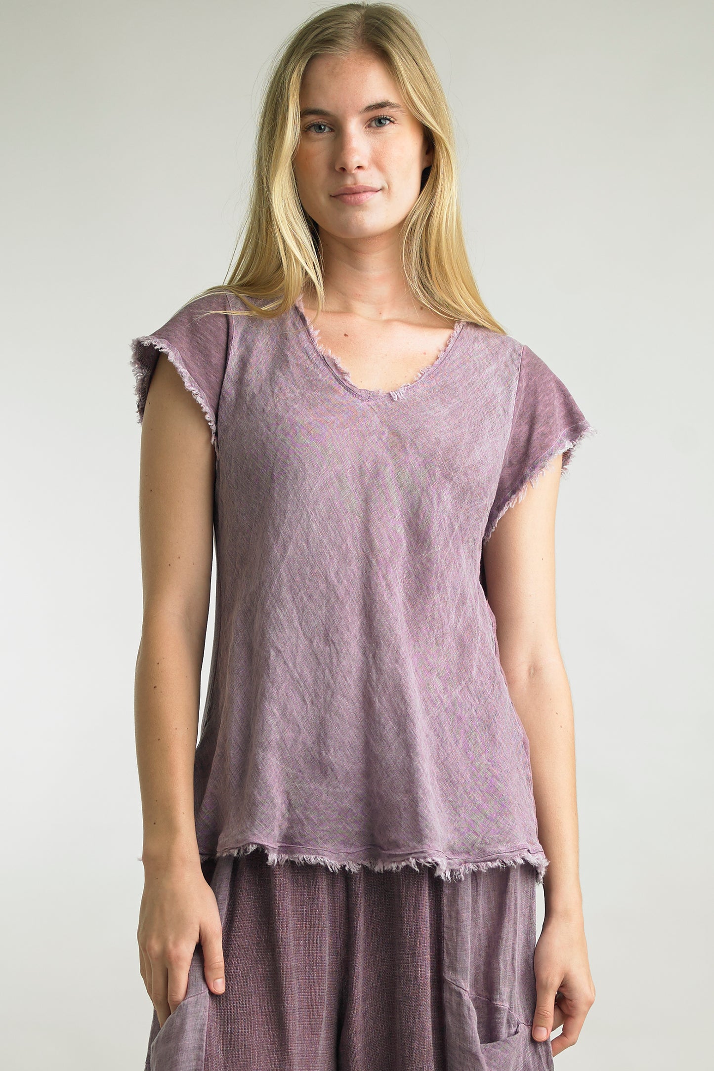 Round Neck Italian Textured Top