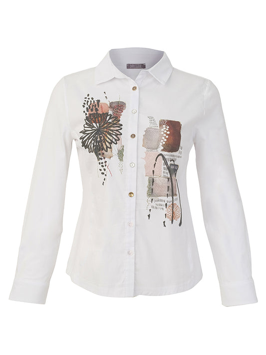 Abstract Floral Button-Up Shirt