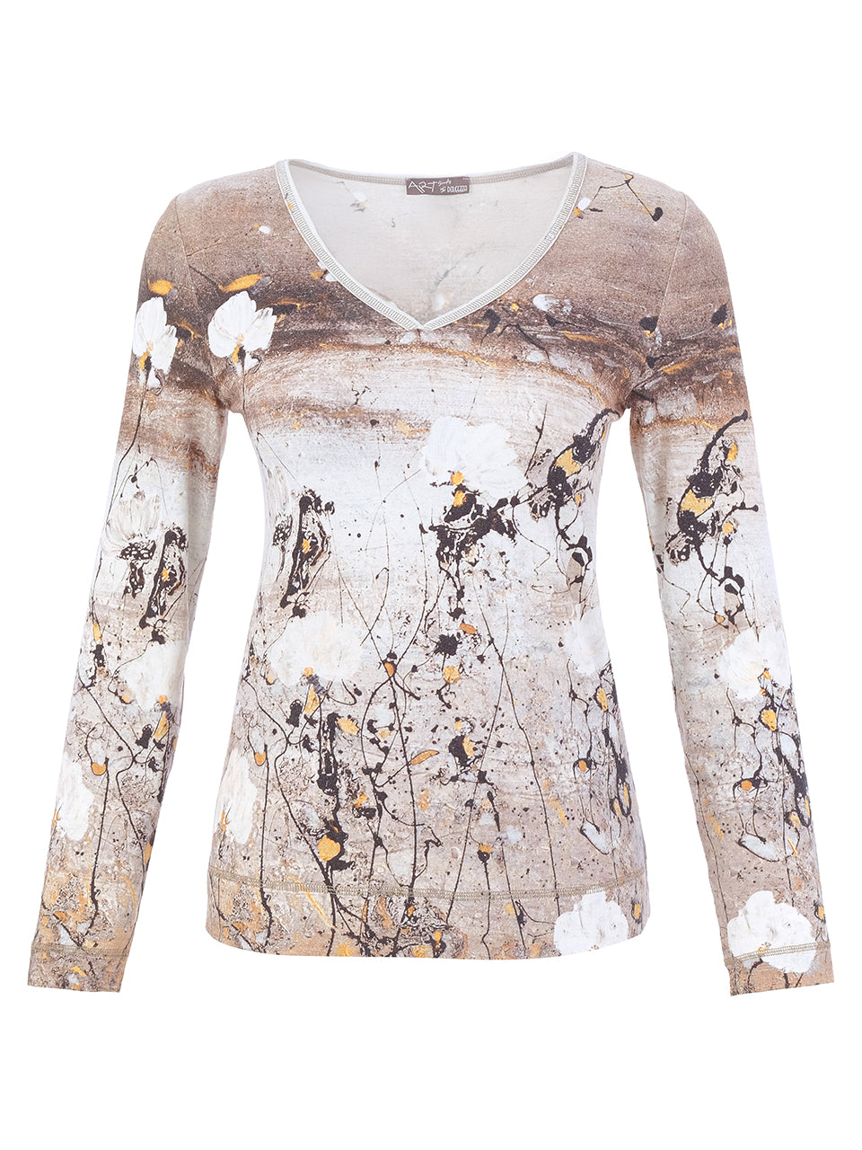 Painterly Floral V-Neck Top