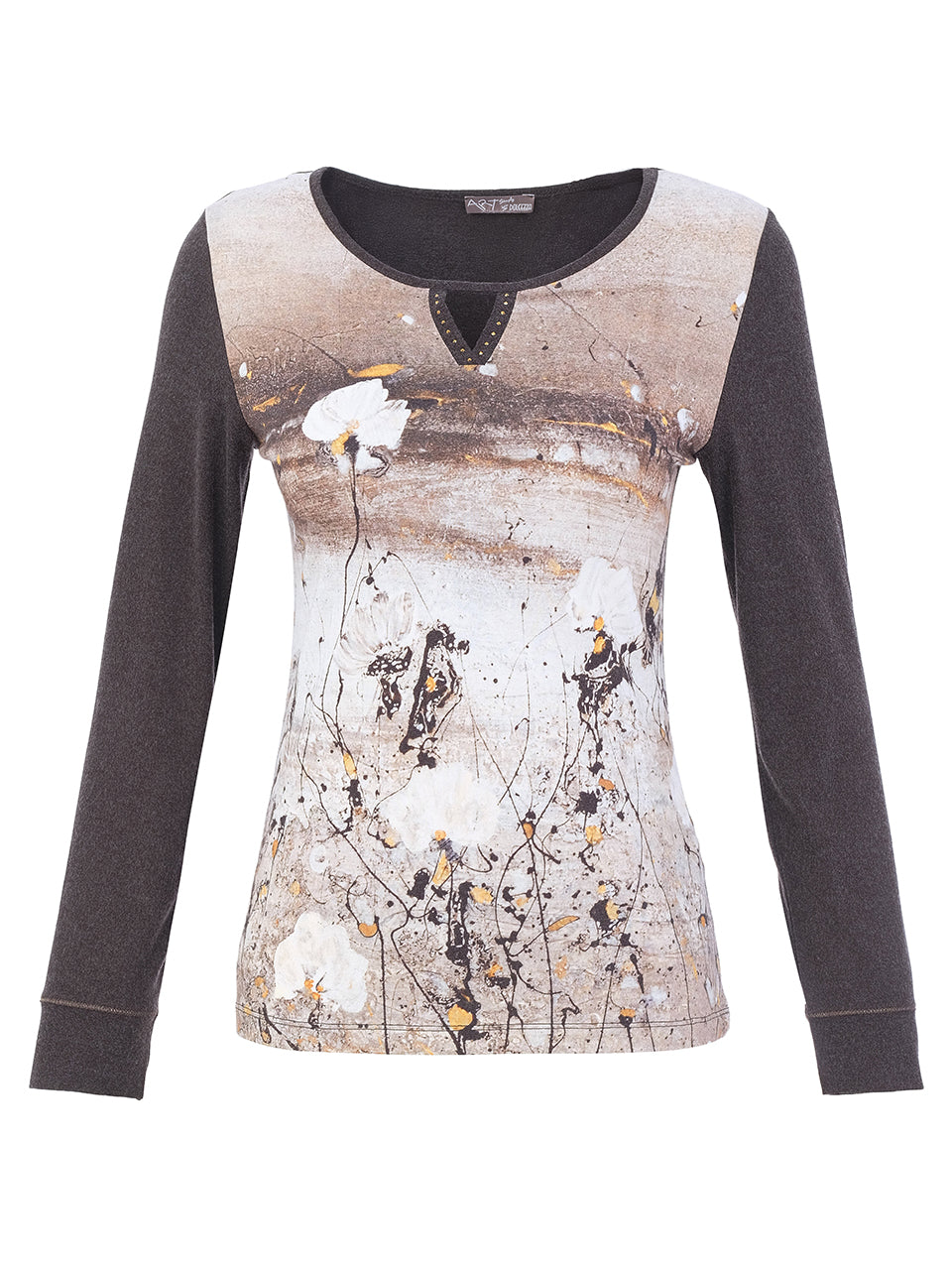 Painted Garden Contrast Sleeve Top