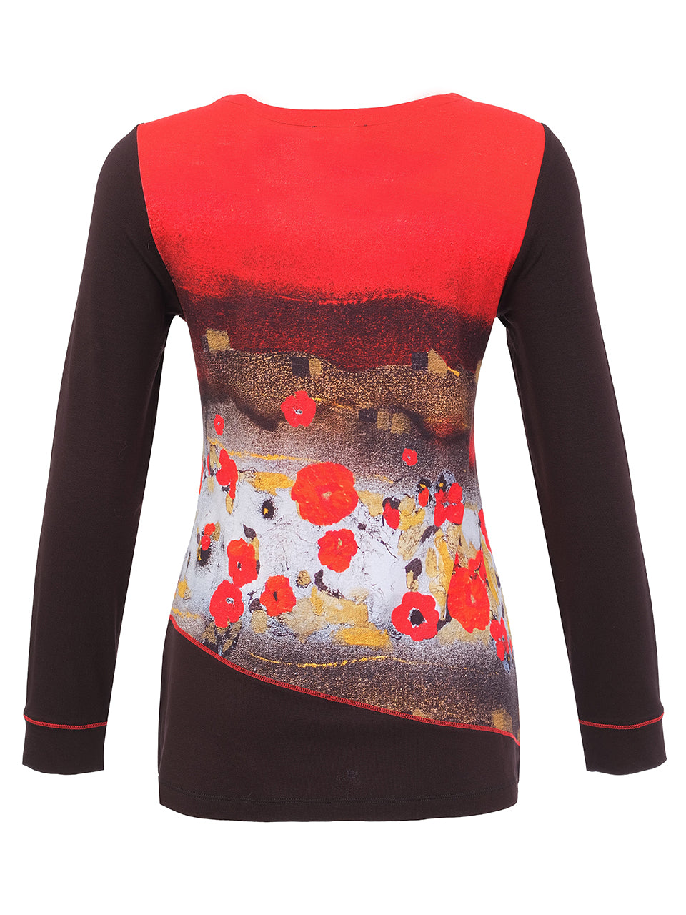 Red Poppy Contrast Long Sleeve Top