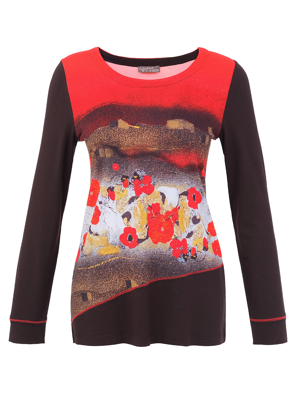 Red Poppy Contrast Long Sleeve Top
