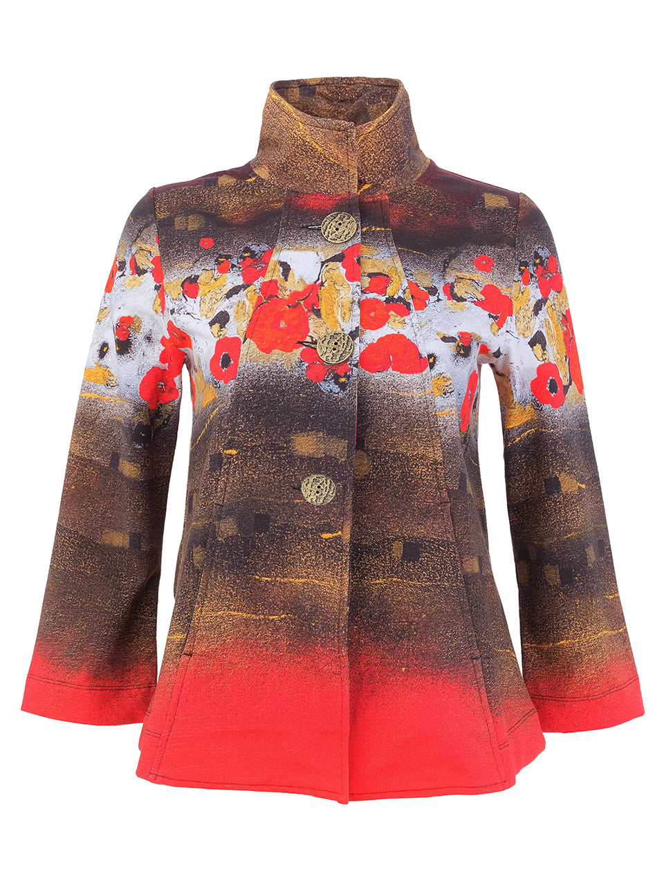 Red Poppy Funnel Neck Jacket