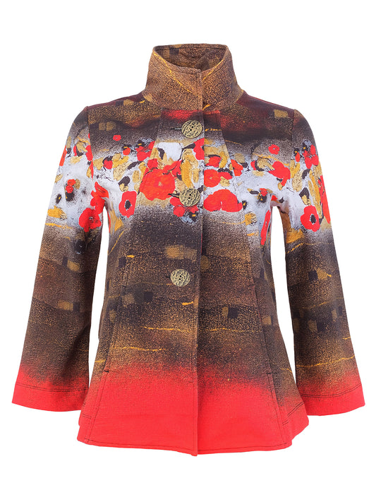 Red Poppy Funnel Neck Jacket