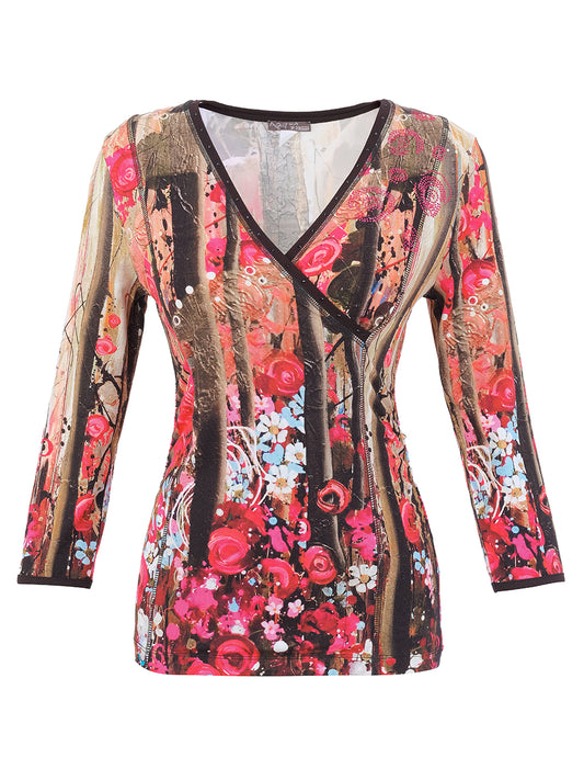 Embellished Wildflower Wrap Top