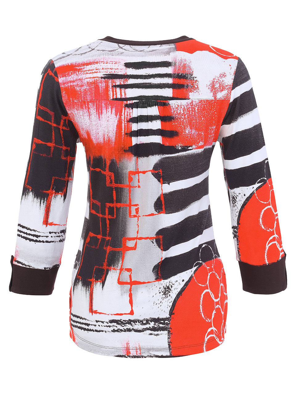 Geometric Brushstroke Split Neck Top