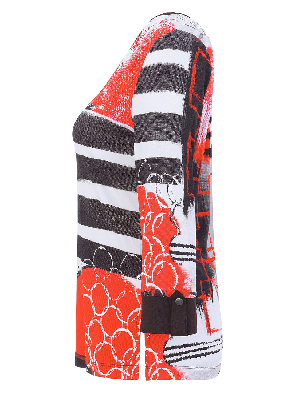 Geometric Brushstroke Split Neck Top