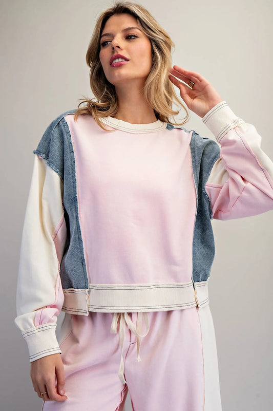 Cotton Candy Patchwork Pullover
