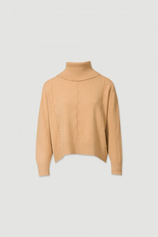 Honey Caramel Loose Turtleneck Sweater