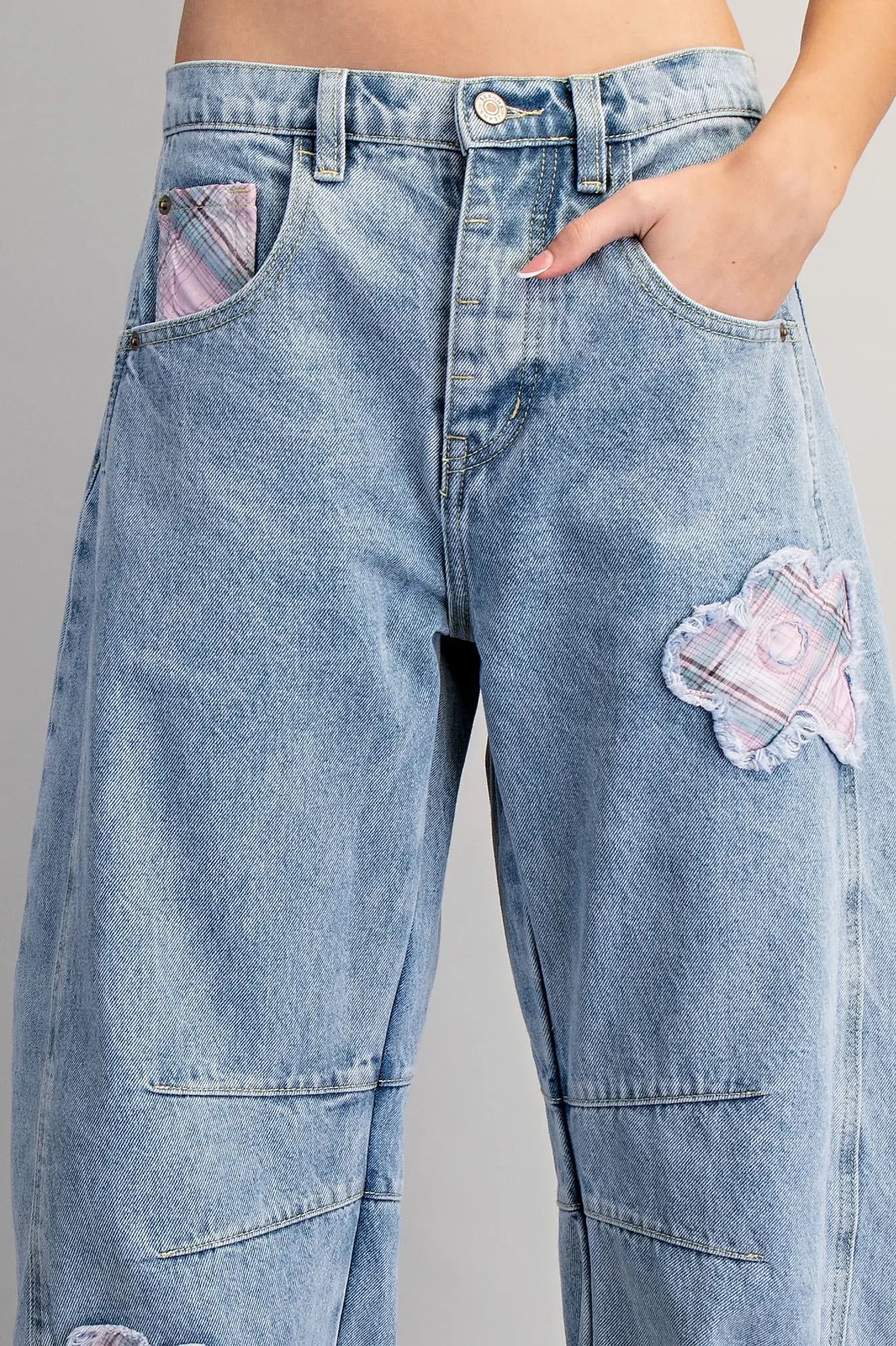 Patchwork Daydream Barrel Jeans