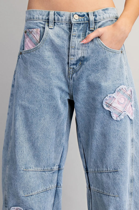 Patchwork Daydream Barrel Jeans
