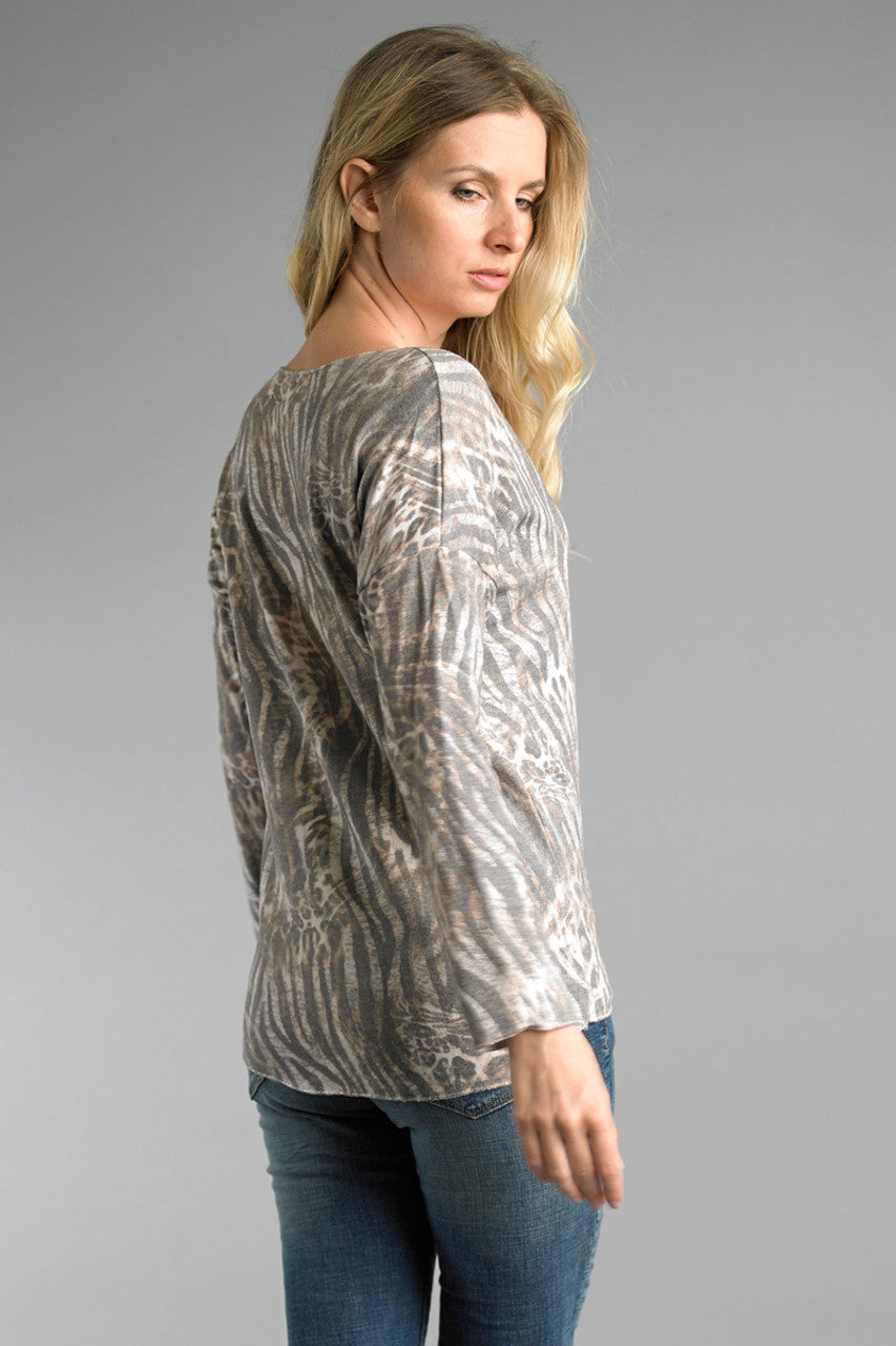 Italian Knit Animal Print Top