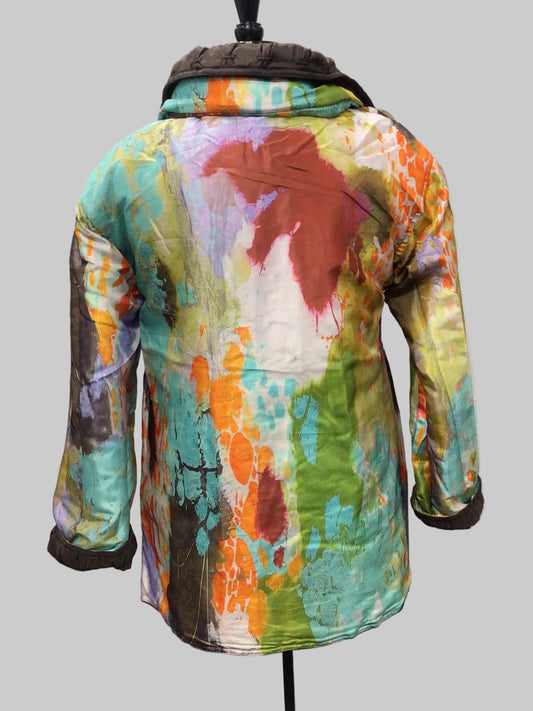 Solid & Artist Print Reversible Quilted Jacket