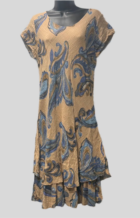 Italian Two Tier Paisley Print Dress