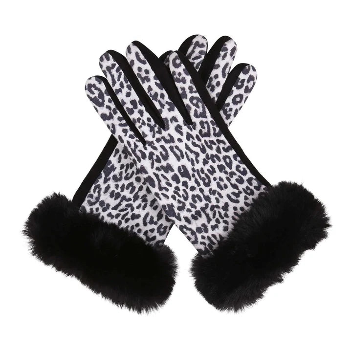 Faux Fur Cuff Touch Screen Gloves