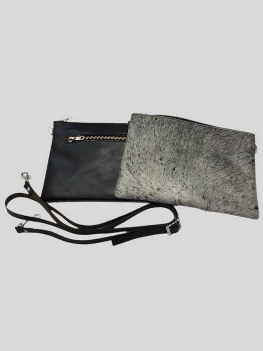 Cross Body Speckled Cowhide & Leather Purse