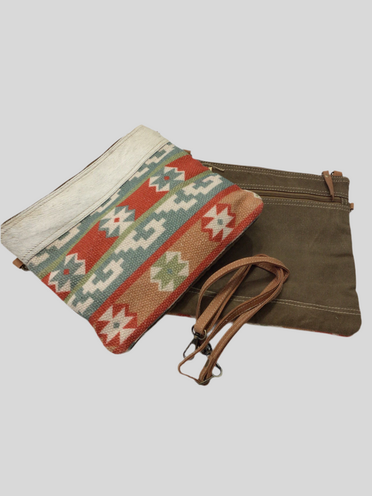 Tapestry Cowhide Pouch Purse