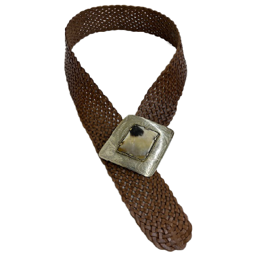 Braided Wide Belt With Statement Buckle