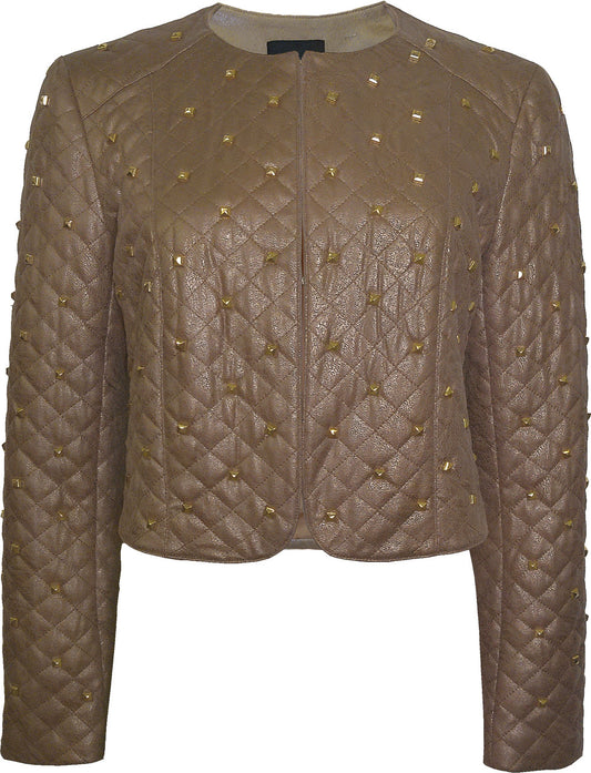 Lush Quilted Vegan Leather Studded Jacket