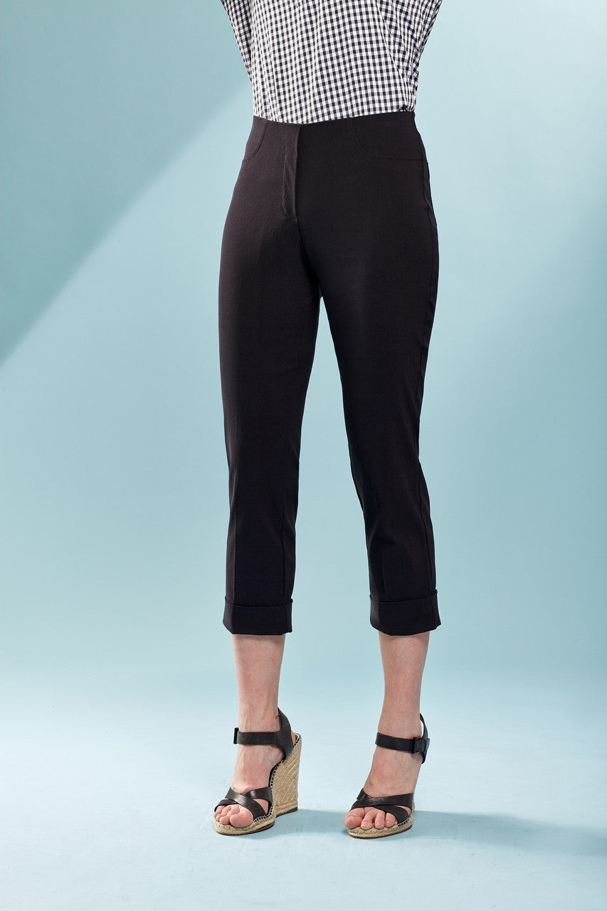 Cuffed Techno Stretch Solid Color Capris