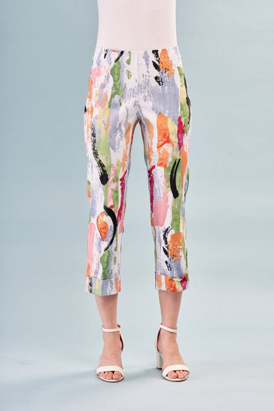 Cuffed Printed Cropped Techno Pants