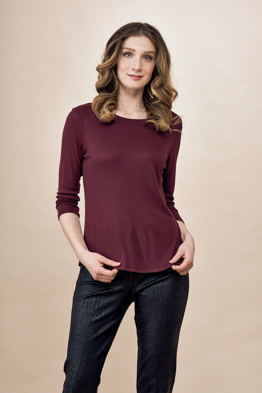 Soft Knit Layering 3/4 Sleeve Top ~  Jewel Tone Colors
